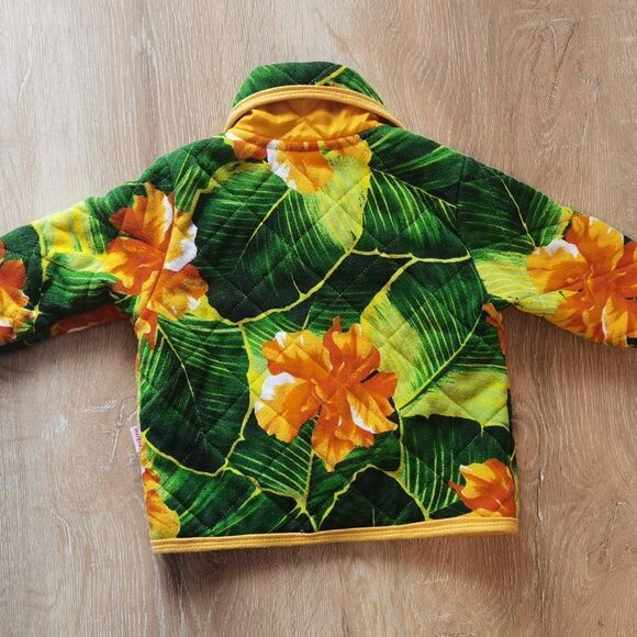 Vintage 60s Quilted Botanical Snap Jacket - Picture 3 of 4